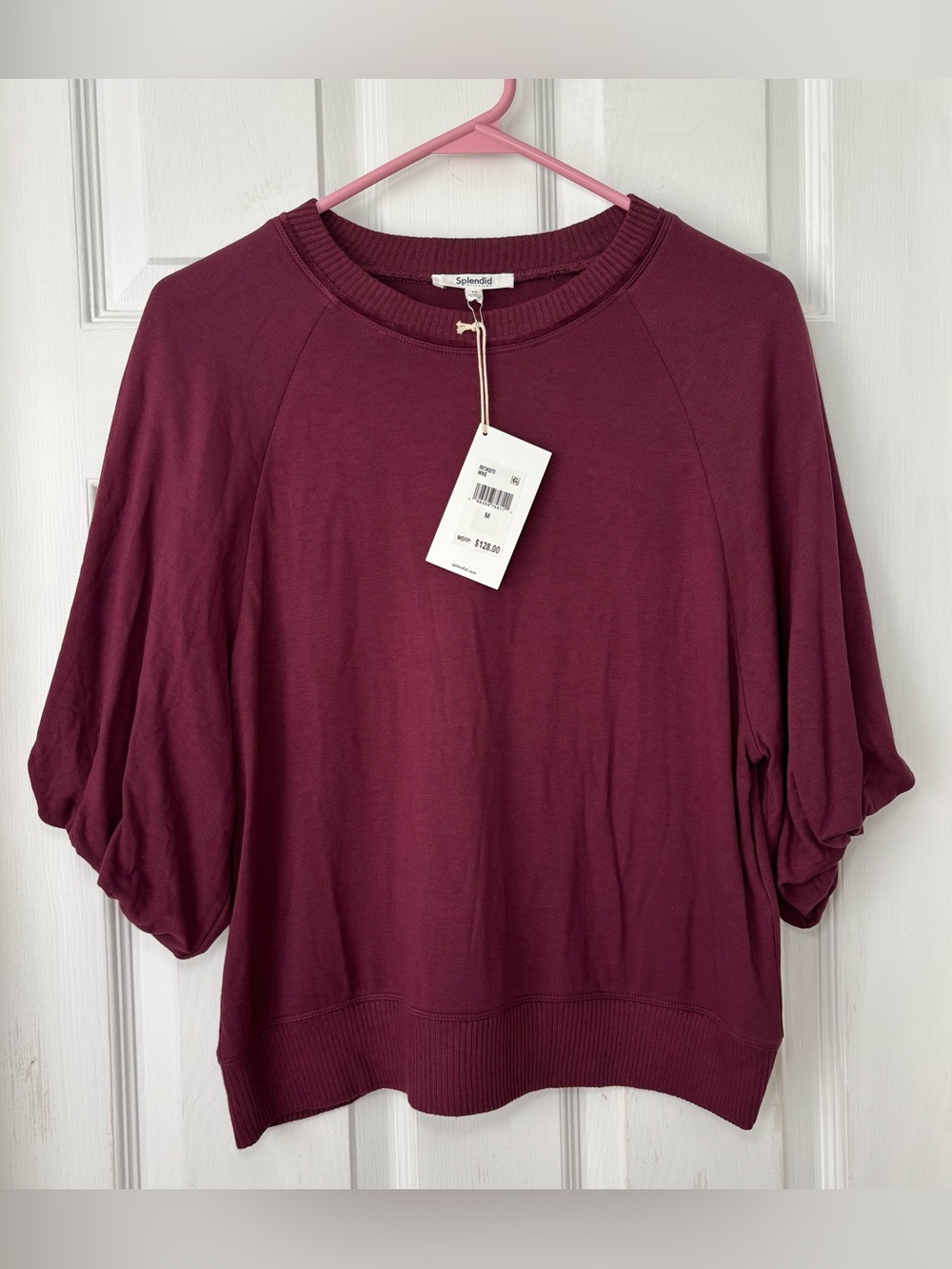 Splendid Maroon 3 Quarter Sleeve Tee